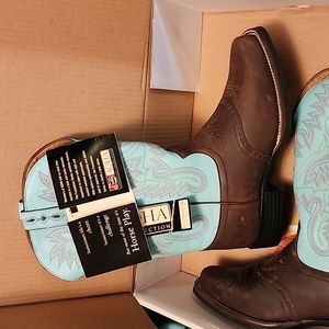 Justin Bay Apache Aqua Cowhide Boots